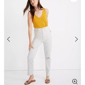 NWT Madewell Ripped White Mom Jean 24 Never Worn